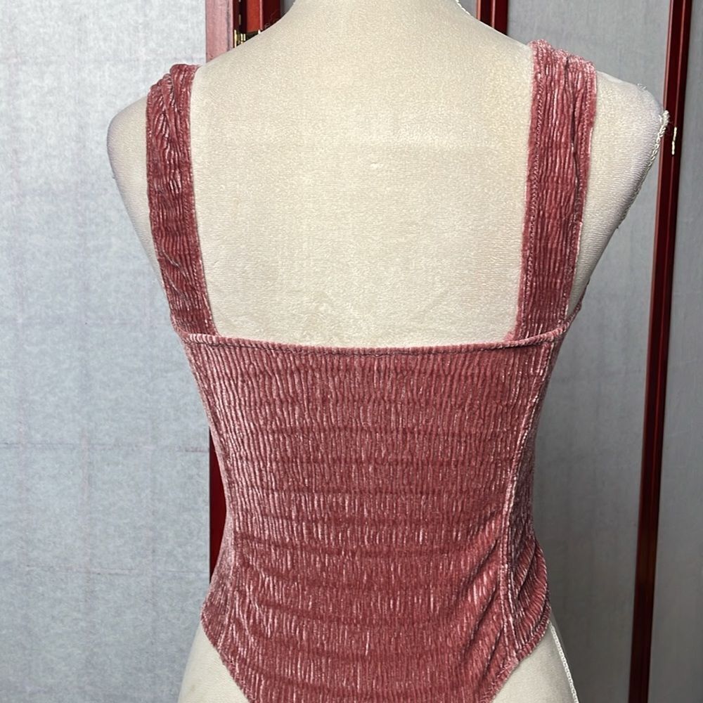 Urban Outfitters Out From Under Pink Crushed Velvet Bustier Bodysuit (Size:Small - Picture 12 of 16